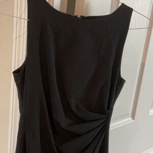 THEORY ruched side sleeveless dress, back zip, black, size 0